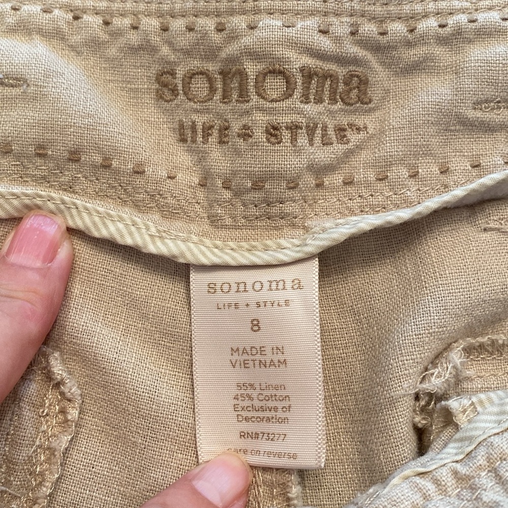 Khaki Sonoma shorts. Cotton/Linen blend. Size 8. - Picture 6 of 7